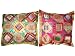 Gift For Home -2 Green Pink Vintage Silk Sari Toss Pillow Cushion Covers For Free Shipping
