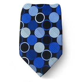 Mens BCBG Designer Silk Tie - Black Blue Silver