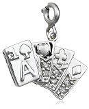 Sterling Silver Diamond Cards Charm