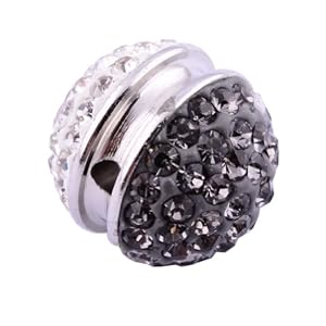 Kadima Swarovski Elements ,Disco Ball ,Shamballa Ball , Lots of 12pcs 14MM Shamballa Inspired Pave Crystals Alloy Ball - Crystal/Black Diamond