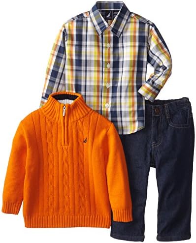 Nautica Baby-Boys Infant 3 Piece Woven Sweater Denim Set