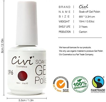 Civi Soak-Off UV/LED Gel Polish Nail Polish Long-lasting .5oz #003 Orange Candy