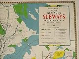 Cavallini Map of New York Subways Gift Wrap or Decoupage paper,vintage look poster or print ~ 3 sheets, 20 x 28 inches each