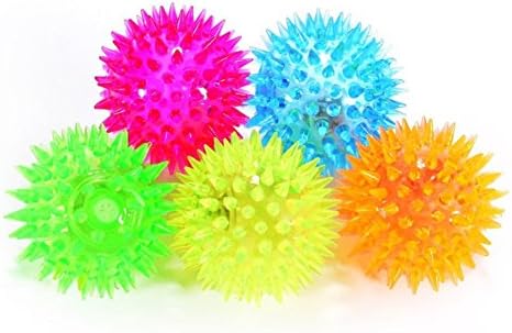 Elastic LED flash light up Spike Ball Novelty Sensory Hedgehog Ball for Fun Games pack of 5