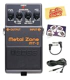 Boss MT-2 Metal Zone Pedal Bundle with 10-Foot Instrument Cable, Patch Cable, Pick Card, and Polishing Cloth
