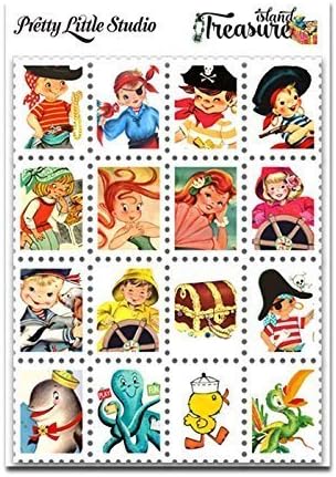 Nautical Pirate Mermaid Stamp Stickers