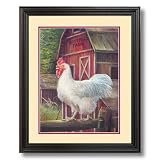 Rooster Chicken Barn Farm Country Home Decor Wall Picture Black Framed Art Print