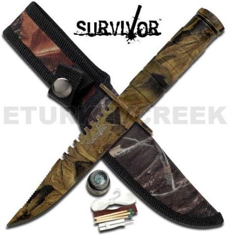 Hk-695ca Camo Ndu58yw9hg3 Survival Knife with Nylon Case "9.5""" Steel Fixed Knife Fix Blade K95p8br7 Hunt Camping Camp