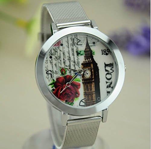 Silver Casual Watch Big Bell In London Quartz Wristwatch Analog Steel Case Women Watches Silver