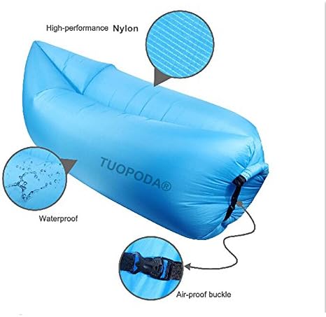 TUOPODA® Outdoor Convenient Inflatable Lounger, TUOPODA Nylon Fabric Beach Lounger Convenient Compression Air Sleeping Bag Hangout Bean Bag Portable Dream Chair (Blue)