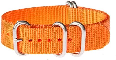 OhFlash 22mm [Solid Orange] Zulu G10 Nylon Nato Military Watch Band Strap with Polished Rings