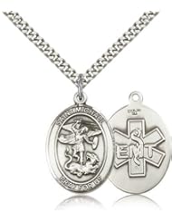 St. Michael EMT Medal, Sterling Silver, Large, Quarter Size
