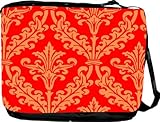 IMAGE OF Red Color Damask Design Messenger Bag - Book Bag - School Bag - Reporter Bag ***with matching Neoprene Pencil Case*** -School Bag - Reporter Bag - Unisex - Ideal Gift for all occassions!