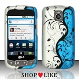 Rubberized Blue Black Silver Vine Flower Snap on Design Case Hard Case Skin ....