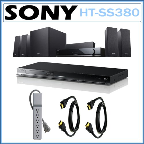 Sony HT-SS380 3D Home Theater System + Sony BDP-S480 3D Blu-Ray Player + 2 HDMI Cables + Surge Protector