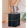 End Table with Glass Top in Black Bonded Leather