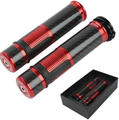 New Red 7/8" Carbon Fiber Handlebar Hand Grips For YAMAHA R1 R6 YZF1000 YZF600