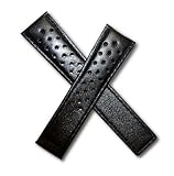 WSW Black Sports perforated leather watchband to fit TAG Heuer Monaco & Targa Florio models listed below