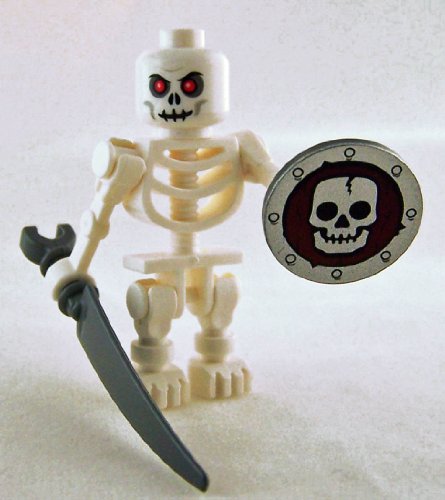 LEGO Castle Loose Skeleton Minfigure w/ Shield and Scythe