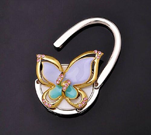 GC Elegant Lady Folding Purse Handbag Holders Bag Hook Hanger Purple Color Butterfly JSD17