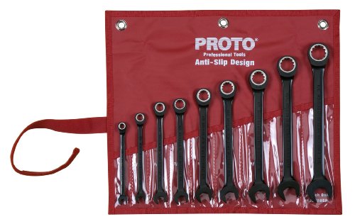 Stanley Proto JSCR-9S Proto 9-Piece Black Chrome Non-Reversible Combination Ratcheting Wrench On Sale