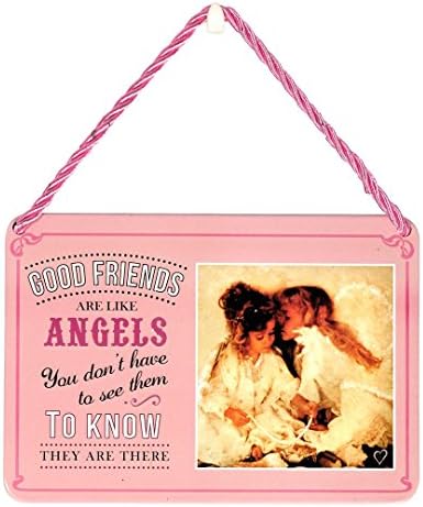Hang Ups Good Friends Are Like Angels - Rolled Tin Plaque with Coloured Cord