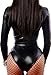 ZKESS Women's Long Sleeve Club Bodysuit Leather Lingerie Medium Size Black