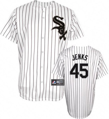 Mens Chicago White Sox #45 Bobby Jenks Home Replica Jersey - L
