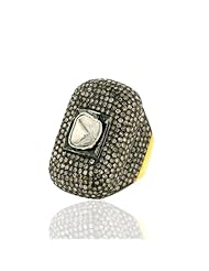 Rose Cut Diamond 14kt Yellow Gold Ring Silver Antique Style Jewelry