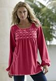Roamans Plus Size Embroidered Smock Top