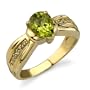 Thrillingly Modish 1.35 cts Pear Shape Peridot Diamond Ring 14Kt Yellow Gold