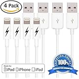 Certified iPhone 6/6 Plus Charging Cable. 8-pin Lightning Cord USB for iPhone 6 & 6 Plus/5/5s/5c & iPads - Portable White Connector for Home or Travel - Fits iPad Mini, iPad Air, iPod Nano and iPod Touch & iPhone 5's - Genuine Authentication Chip Ensures the Highest Quality Charge with the Fastest Sync and Data Transfer for All IOS Devices - Extremely Durable (1 Meter/3.3 Feet) - Lifetime Guarantee! (4 PACK)