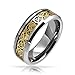 Bling Jewelry Tungsten Celtic Dragon Gold Plated Black Inlay Wedding Ring