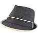 100% Cotton Summer 2 Tone Fedora Trilby Hat Denim L/XL