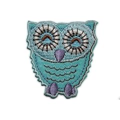 Eule 5,1 cm * 5,6 cm B�GELBILD AUFN�HER APPLIKATION Kinder hellblau blau Uhu Kauz Schleiereule Fl�gel Vogel Eulen Owl Patch