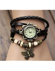 Change 2014 Fashionable Stylish Lady Woman Wrist Watch Leather Bracelet Black