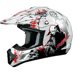 AFX Zombie Adult FX-17 Motocross Motorcycle Helmet w/ Free B&F Heart Sticker Bundle - Pearl White
