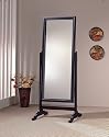 Contemporary Rubbed Black Finish Bedroom Floor Mirror