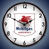 Mobilgas Aircraft Pegasus Lighted Wall Clock