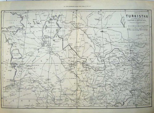 1873 MAP TURKISTAN CASPIAN BRITISH INDIA ATLAS PRINT