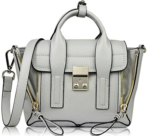 Lush Leather Mini Downtown Zippy Light Grey Satchel