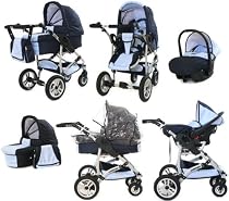 Tako Jumper in blue limited edition - full travel system - foldable 3 in 1 pram & pushchair and matching car seat