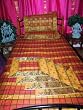 Silk Bedspread Red Yellow 3pc Indian Bedding Set Twin Throw