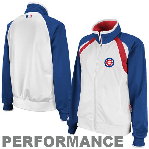 Majestic Chicago Cubs Ladies White Therma Base Performance Full Zip Track Jacket (Medium)
