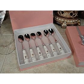 Set 6 ice cream spoons with white silver design 0 - D`Lusso Collections (Set of 72)