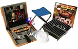 Deluxe Portable Camping Barbeque Grill picnic set with carrying bag