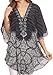 Sakkas Tallulah Wide Circle Blouse V Neck Top with Tassle Ties and Rhinestones