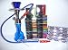 11 Inch Glass Hookah + 3 Boxes of Premium Hydro Shisha Flavors + 30 Premium Havana Charcoal + Tongs 