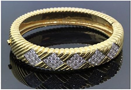 18k Yellow Gold &amp; Diamond Unique Bangle Bracelet 2.75 TCW F-G VS 66.9g