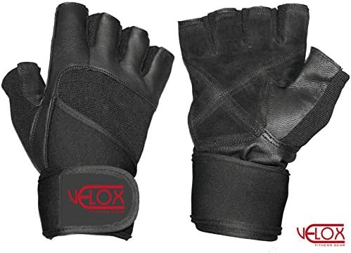 Leather Weight Lifting Gloves with 19" Wrist Wraps Support - Perfect for Gym, Workout, Fitness, Cross Training & Exercise for Men & Women – Premium Quality Weightlifting Glove with 1 Year Warranty